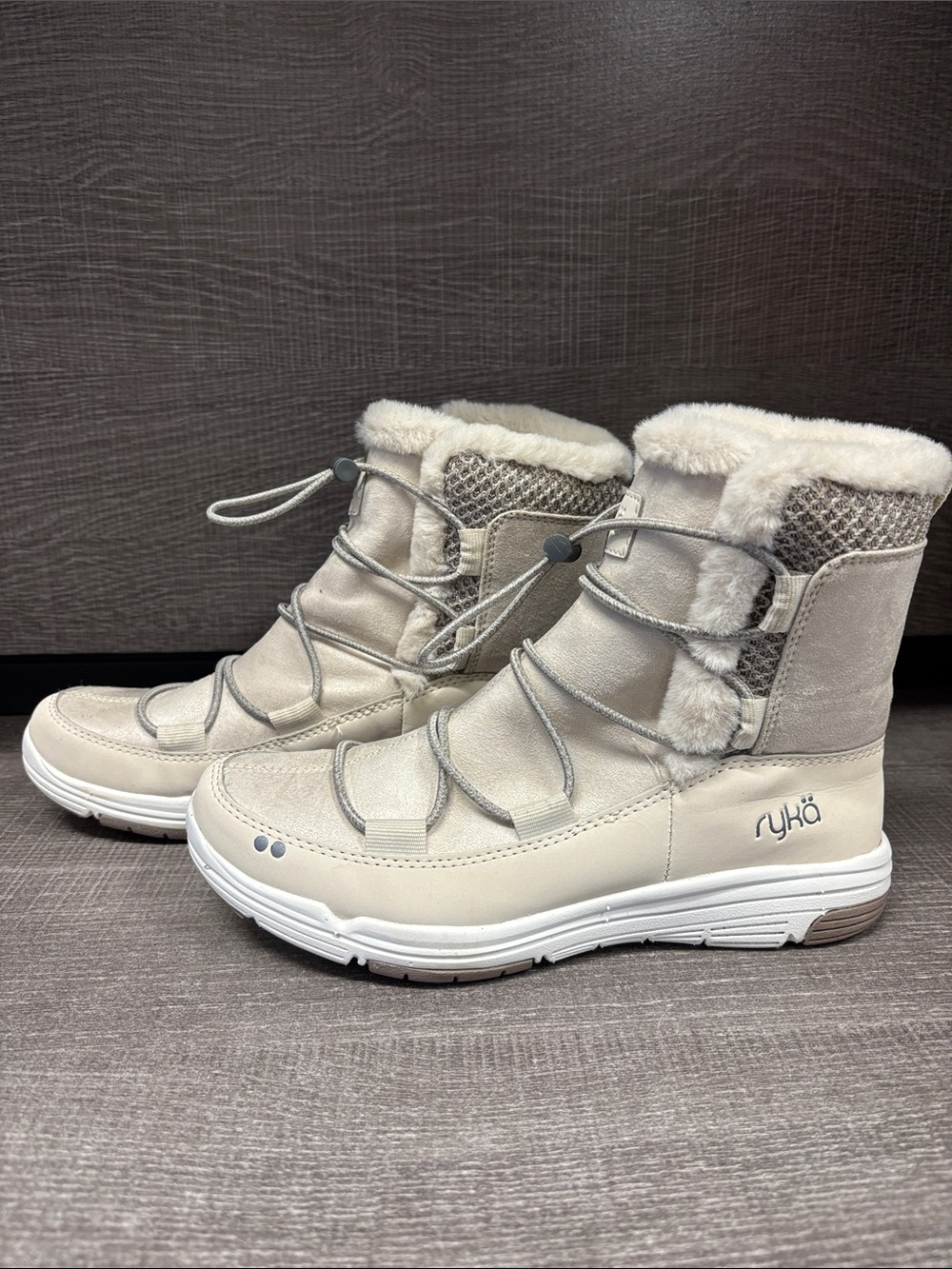 Women's RYKA Aubonne Faux Fur Light Boots (Beige) - Size 6